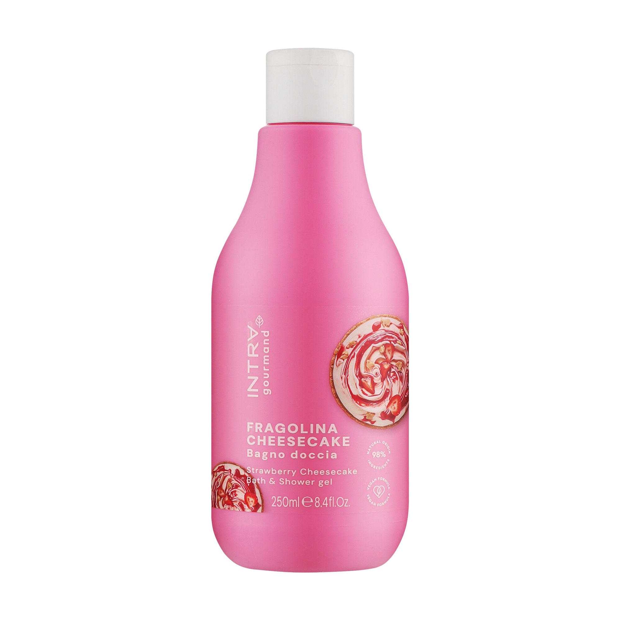 Гель-крем для душу та ванни Intra Strawberry Cheesecake Bath &amp; Shower Gel з ферментованим вівсом, 250 мл